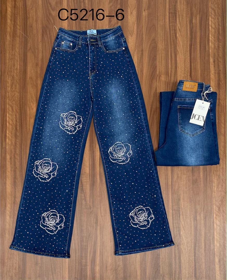 Rose Studded Flare-Leg Jeans