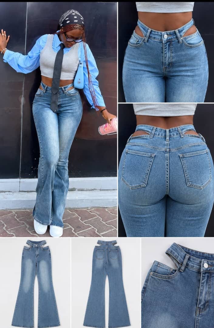 Cutout Flare-Leg Jeans