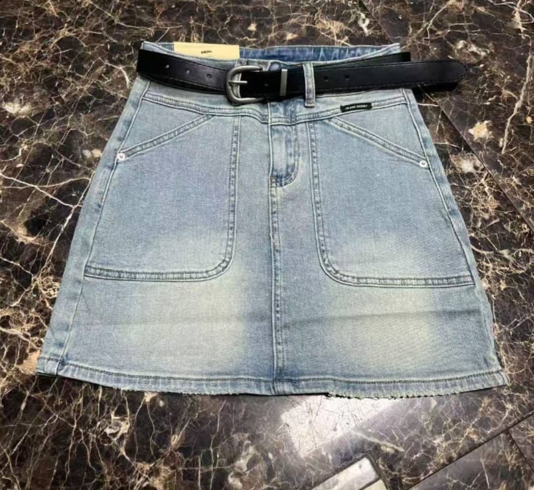 Statement Pocket Denim Mini Skirt