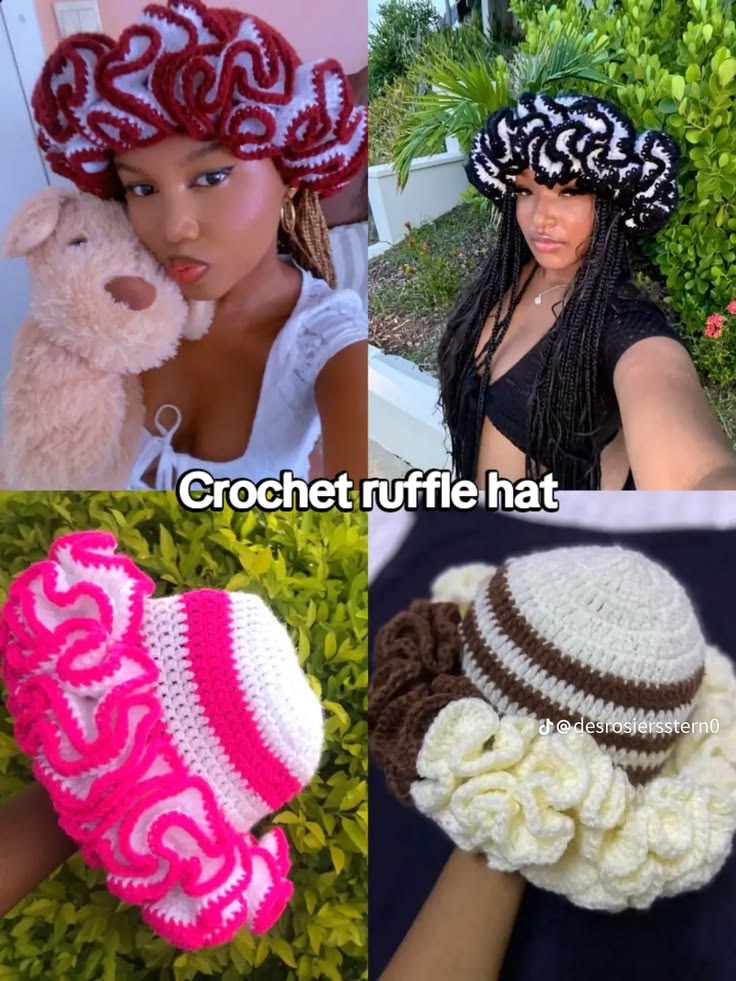 Crochet ruffle hat
