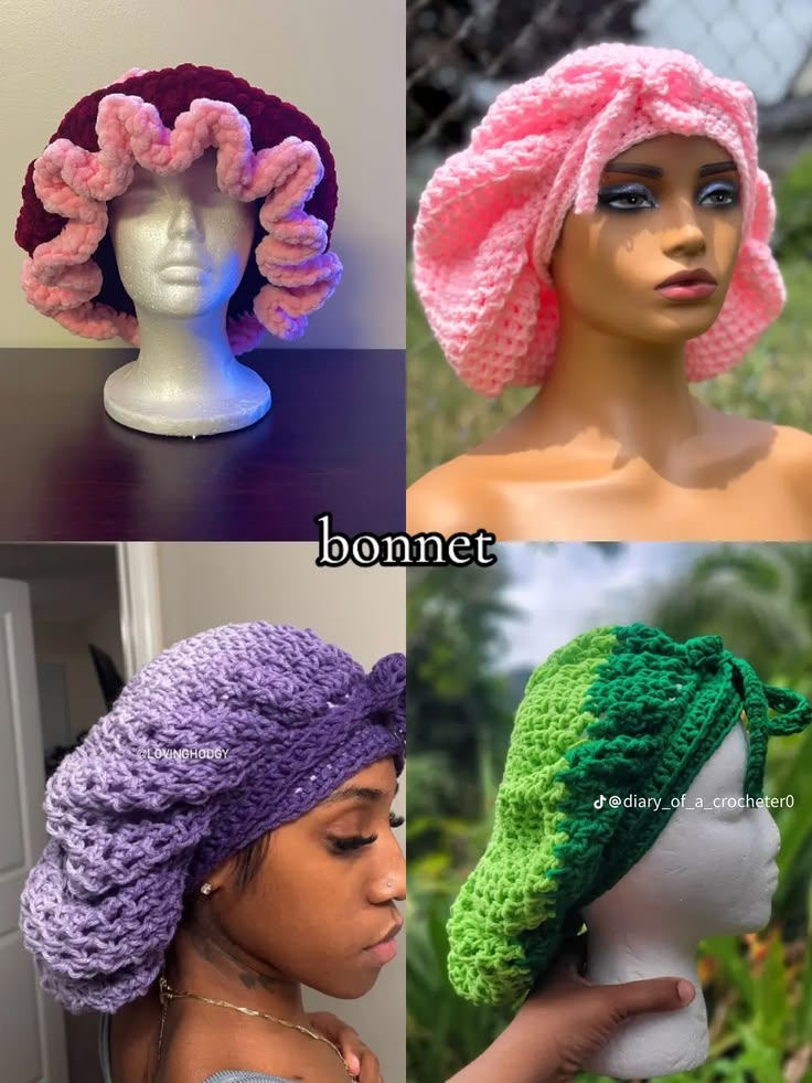 Crochet head bonnet