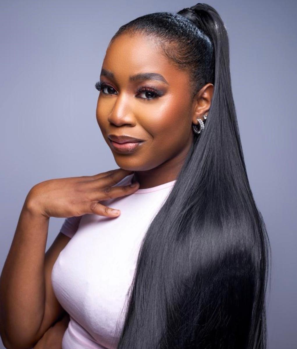 Silky straight ponytail