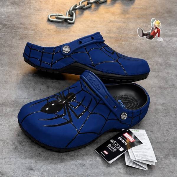 Blue spider crocs