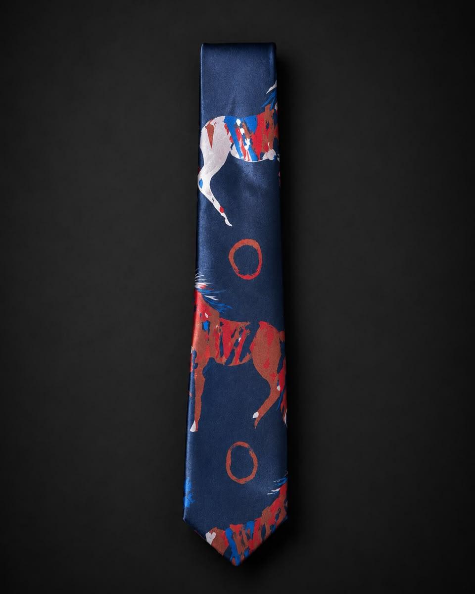 An equestrian-print tie