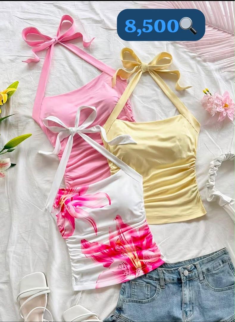 Halter neck tie camisole tops