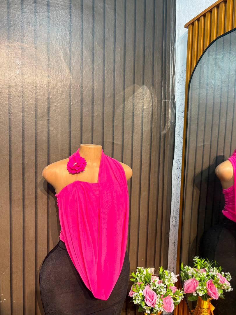 Floral one-shoulder halter top
