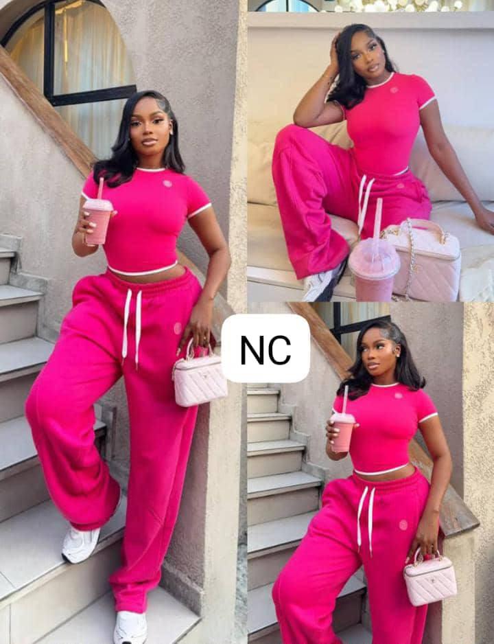 Two piece lounge set(pink)