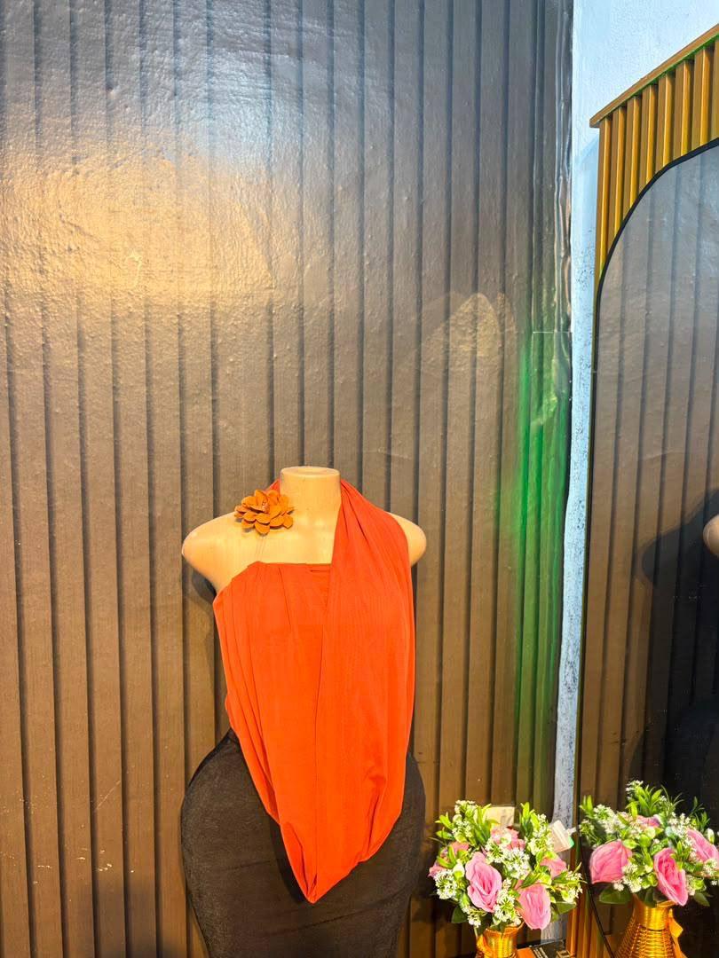 Orange multi-way draped top