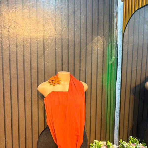 Orange multi-way draped top