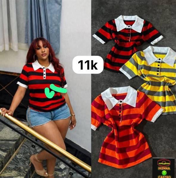 Luxury Knit Striped Polo Top