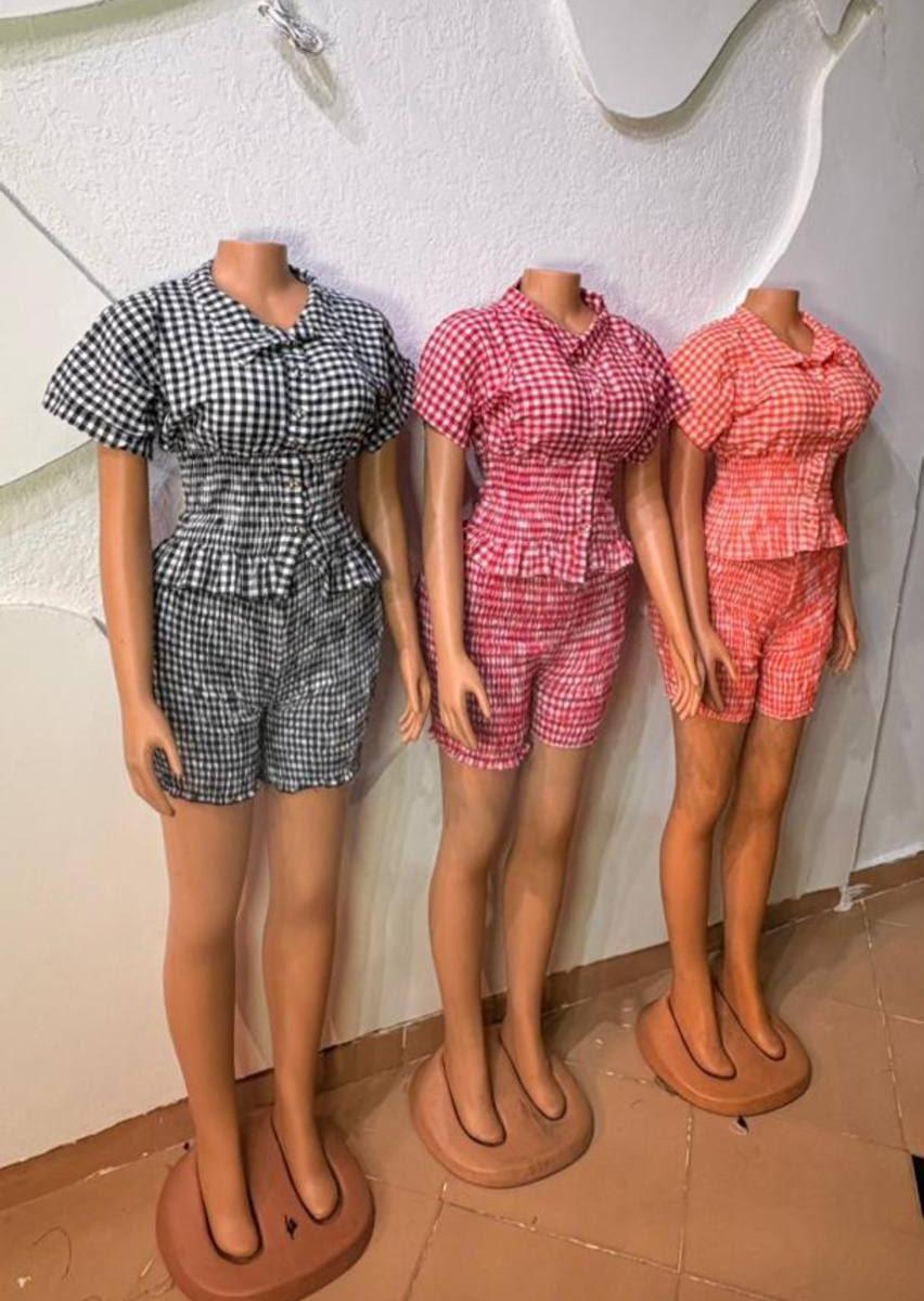 Gingham two-piece shorts set