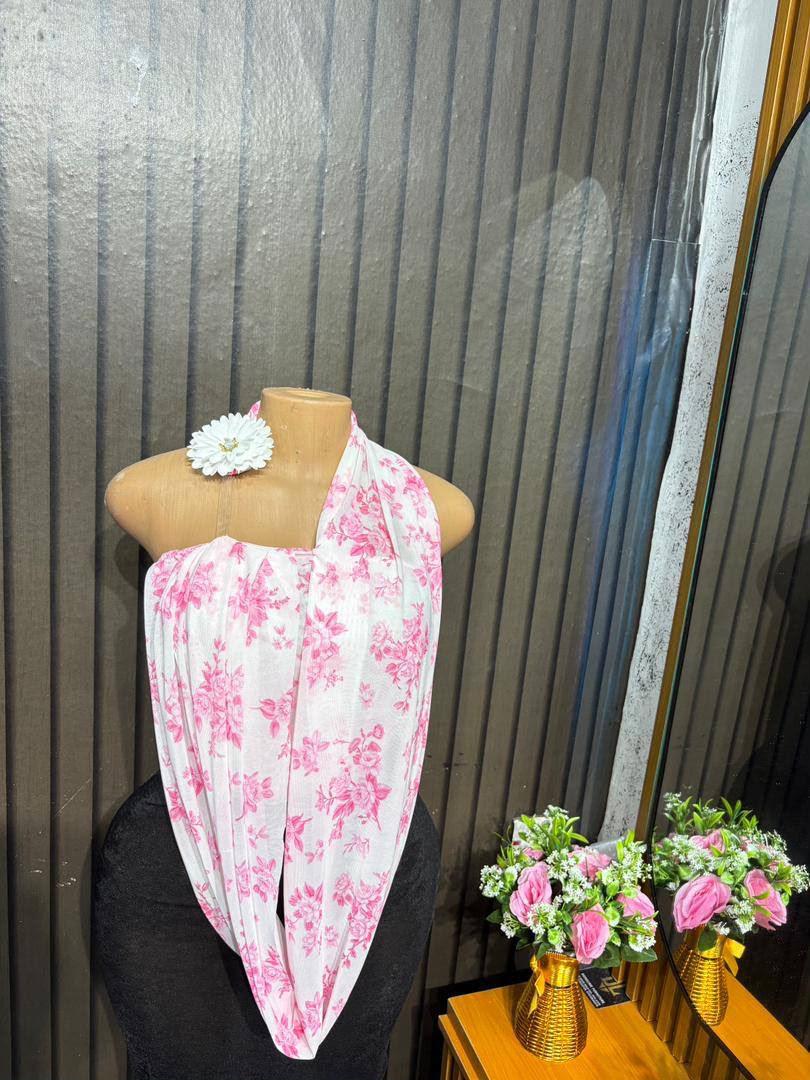 Floral one-shoulder halter top