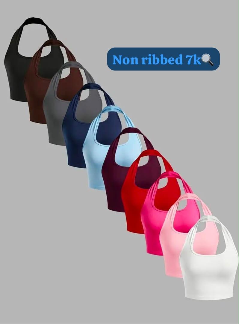 Non- ribbed Halter Necktops