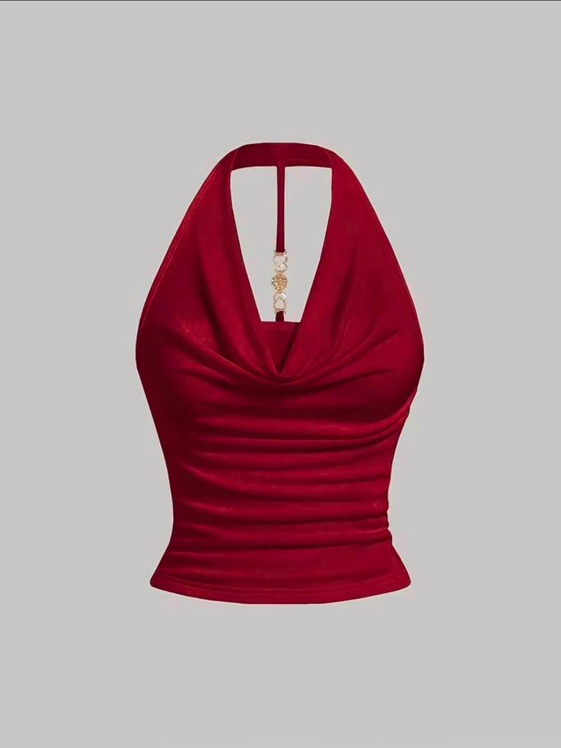Red halter top