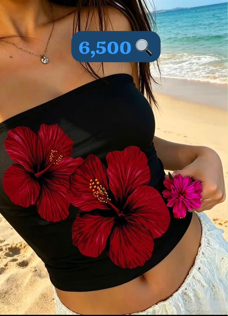 Hibiscus Print Tube Top.