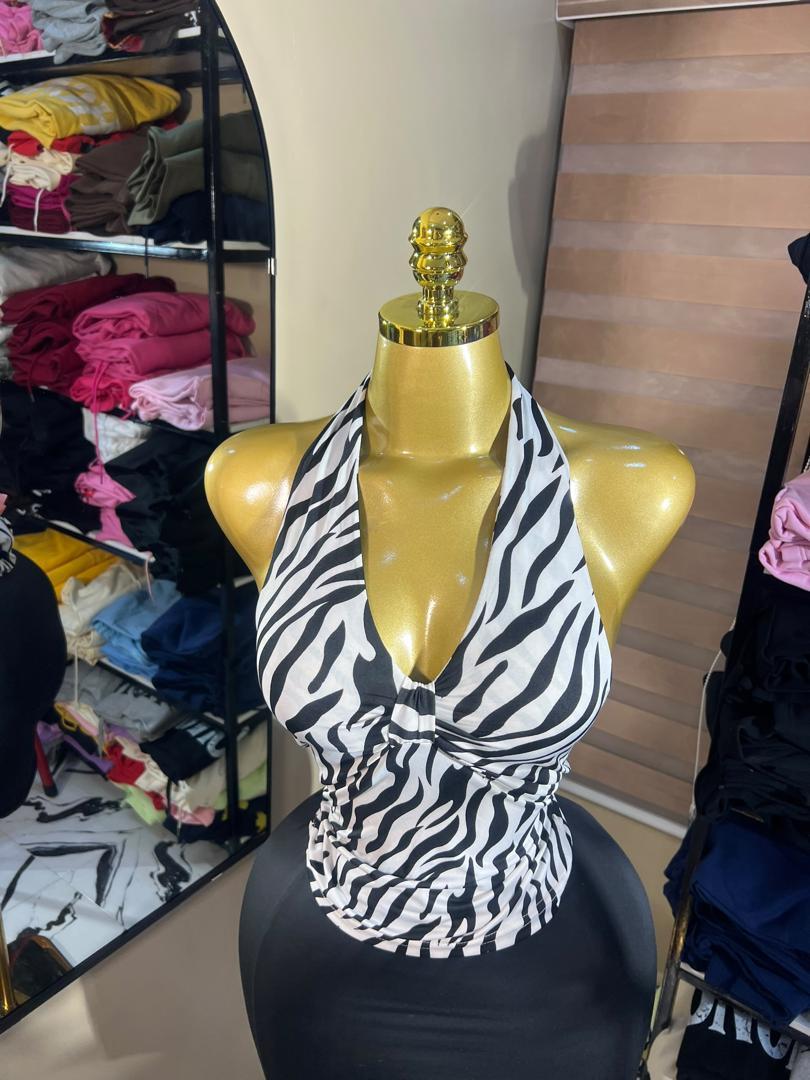 Zebra Print Halter Top