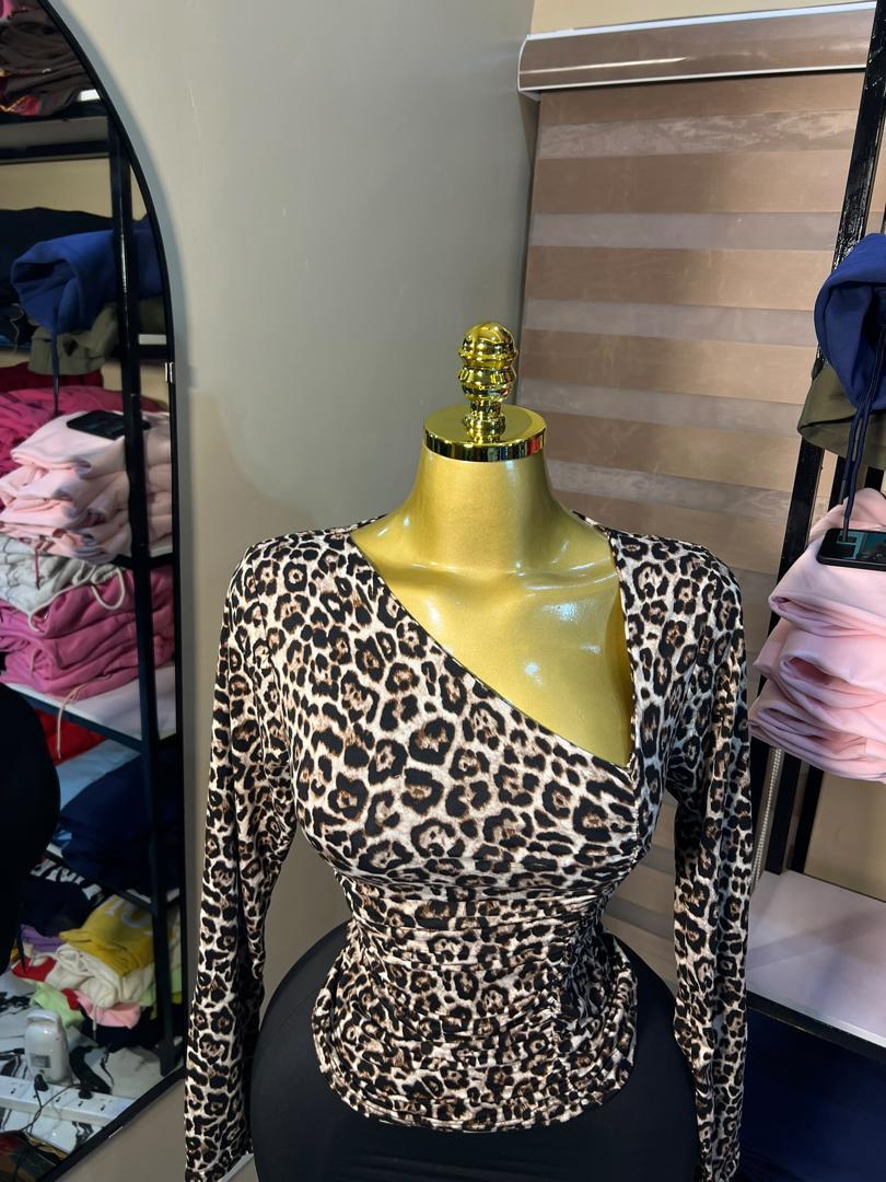 Long sleeve leopard print top