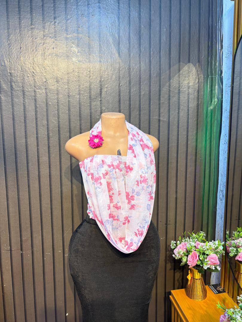 Draped mesh halter top