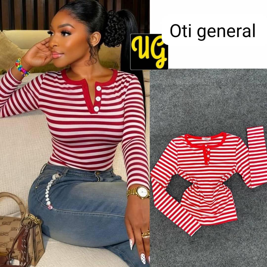Stripped long sleeve luxury Henley top