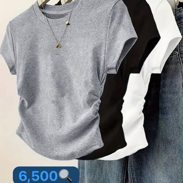 Side- ruched basic top