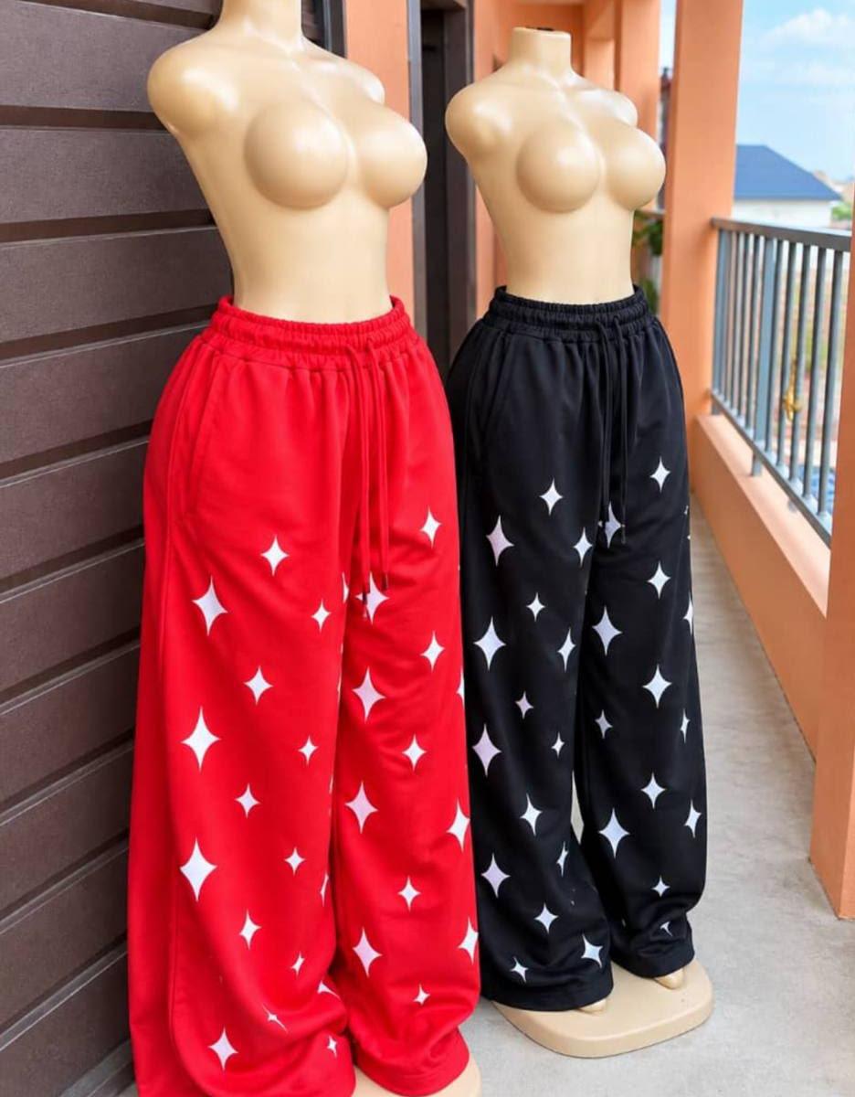 Star print wide leg joggers